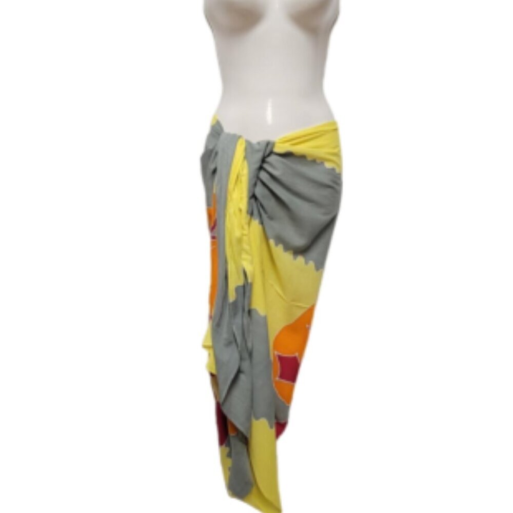 Womens Sarong Pareo Cotton Wrap HandPainted Batik Wrapskirt Beachwear -NEW